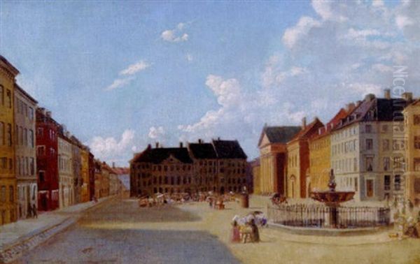 Udsigt Over Gammeltorv Og Nytorv Pa En Torvedag Oil Painting by Wilhelm Pacht