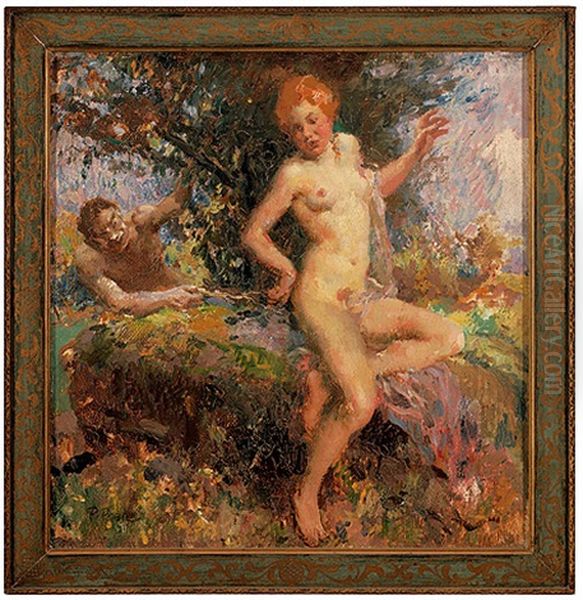 Reizvoller Frauenakt Mit Satyr Oil Painting by Paul Paede