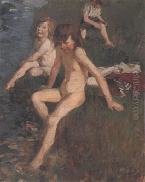 Badende Kinder Oil Painting by Paul Paede