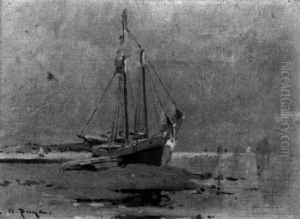 Two-masted Schooner Oil Painting by Edward A. Page