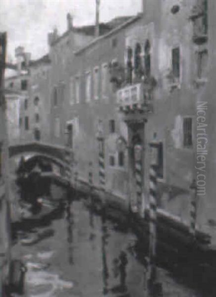 Venetian Canal Scene Oil Painting by Jules Eugene Pages