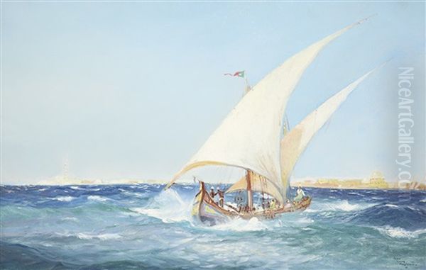 Felouques A Alexandrie Oil Painting by Jean-Louis Paguenaud