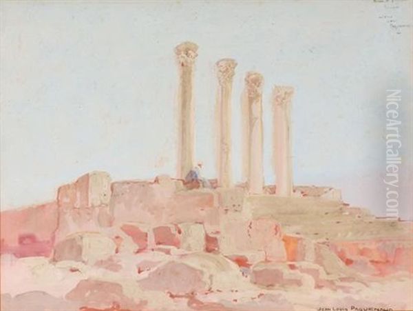 L'amphitheatre De Dougga, Tunisie Oil Painting by Jean-Louis Paguenaud