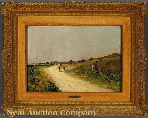 Scene At The Races Oil Painting by Edouard Pail