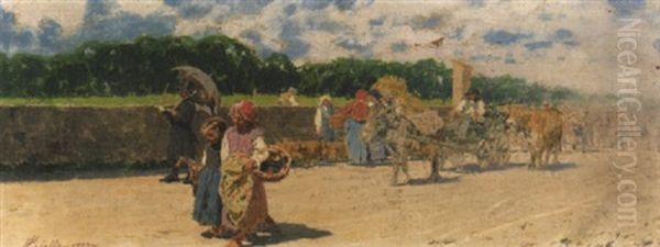 Il Ritorno Dalla Festa Oil Painting by Pietro Pajetta