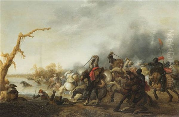 Scene De Bataille Oil Painting by Palamedes Palamedesz. (Stevaerts, Stevens)