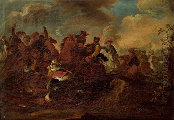 Reitergefecht Oil Painting by Palamedes Palamedesz. (Stevaerts, Stevens)