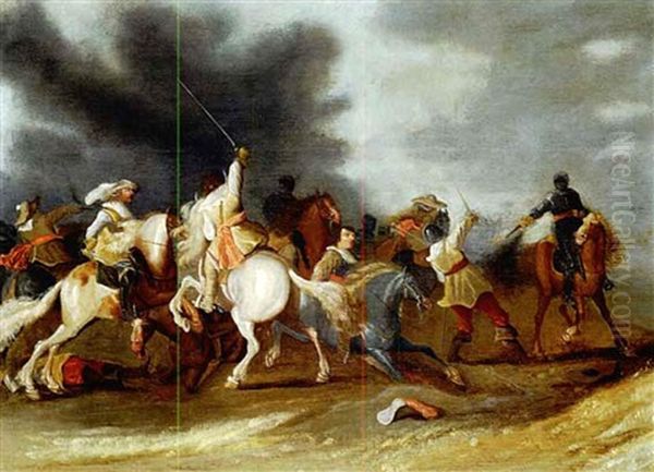 Reiterschlacht Oil Painting by Palamedes Palamedesz. (Stevaerts, Stevens)