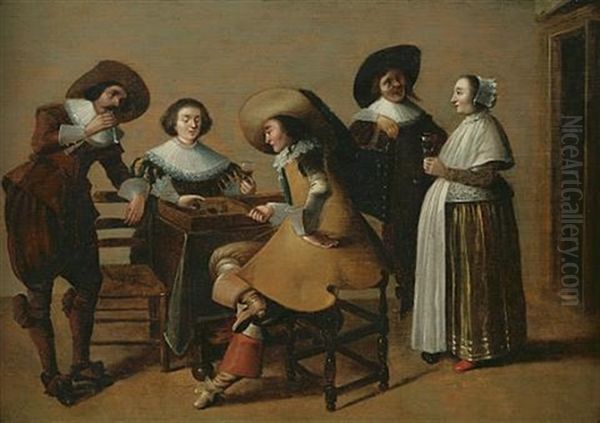 Game Of Backgammon Oil Painting by Palamedes Palamedesz. (Stevaerts, Stevens)