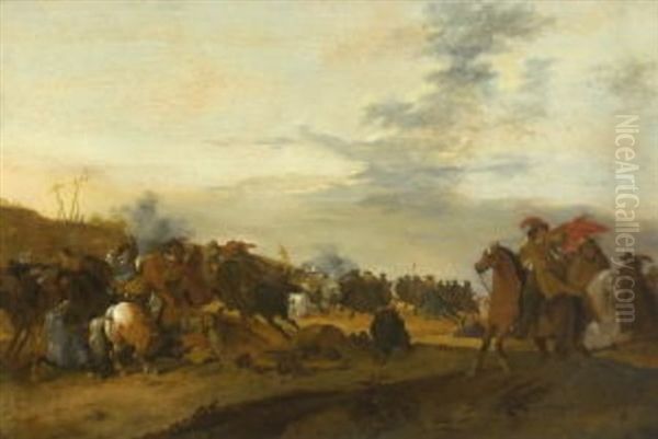 Reitergefecht Oil Painting by Palamedes Palamedesz. (Stevaerts, Stevens)