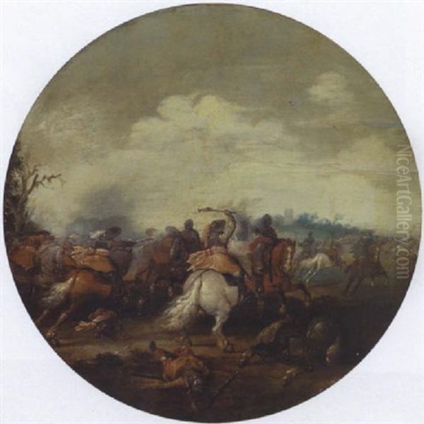 Reitergefecht Oil Painting by Palamedes Palamedesz. (Stevaerts, Stevens)