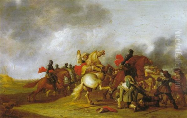 Choque De Caballerias Oil Painting by Palamedes Palamedesz. (Stevaerts, Stevens)