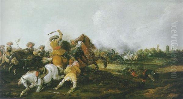 Le Choc De Cavalerie Oil Painting by Palamedes Palamedesz. (Stevaerts, Stevens)