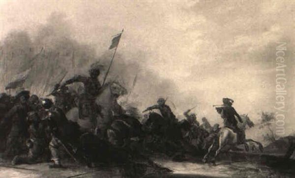 Reitergefecht Oil Painting by Palamedes Palamedesz. (Stevaerts, Stevens)