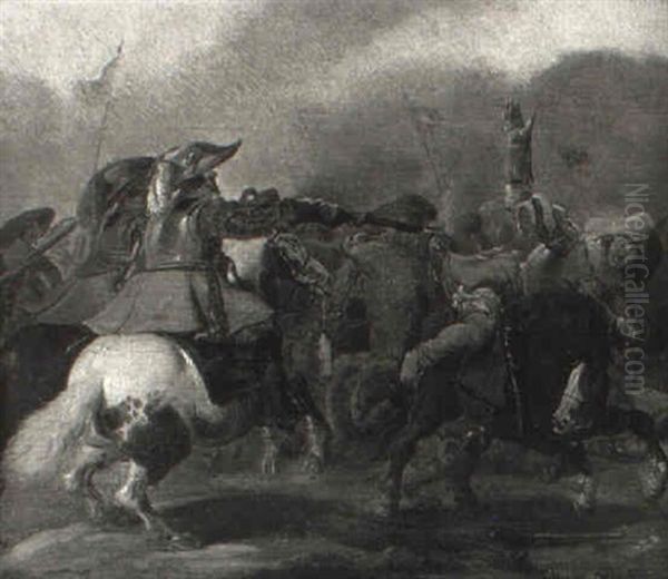 Battlescene Oil Painting by Palamedes Palamedesz. (Stevaerts, Stevens)