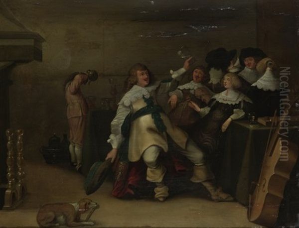 Vornehme Gesellschaft Beim Zechen Oil Painting by Anthonie Palamedesz