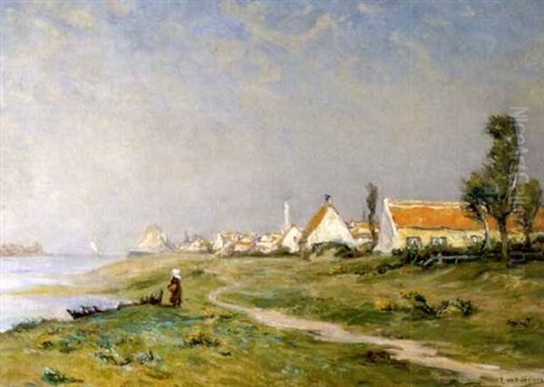 Kustendorf Oil Painting by Edmond (Falconnet) de Palezieux