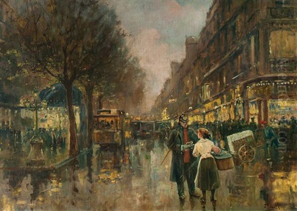 Escena Parisina Oil Painting by Joaquin Pallares y Allustante