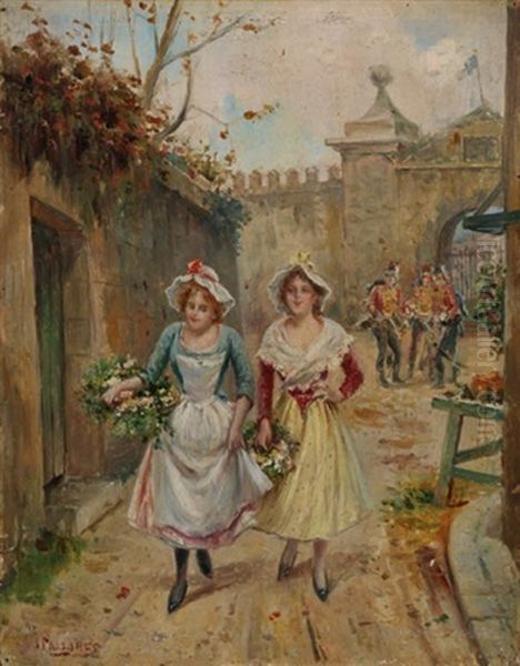 Amorous Glances Oil Painting by Joaquin Pallares y Allustante