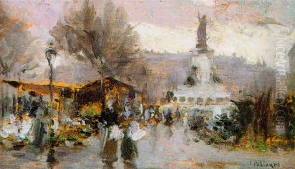 Luxembourg Gardens, Paris Oil Painting by Joaquin Pallares y Allustante