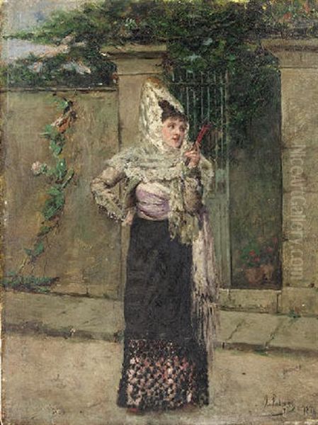 Spanish Beauty Oil Painting by Joaquin Pallares y Allustante