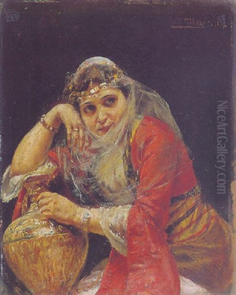 Odalisca Oil Painting by Joaquin Pallares y Allustante