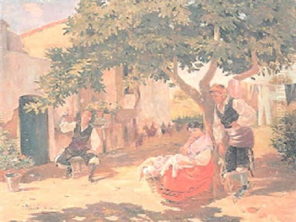 Escena Costumbrista Oil Painting by Joaquin Pallares y Allustante