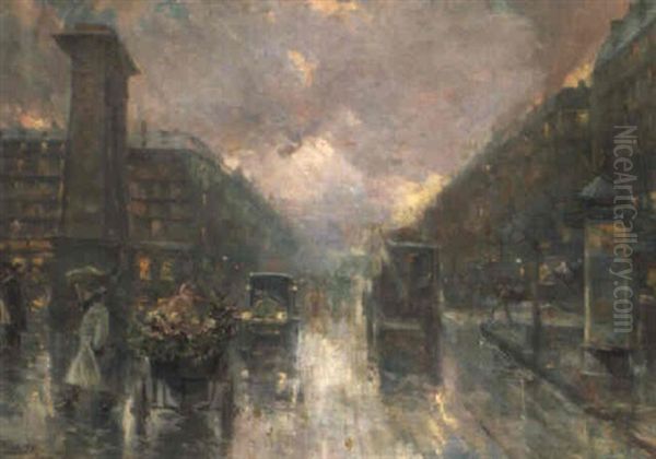 Paris Con Lluvia Oil Painting by Joaquin Pallares y Allustante
