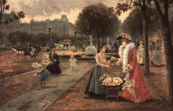 Pariser Strassenleben Oil Painting by Joaquin Pallares y Allustante