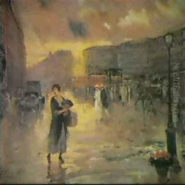 La Puerta Del Sol, Madrid Oil Painting by Joaquin Pallares y Allustante