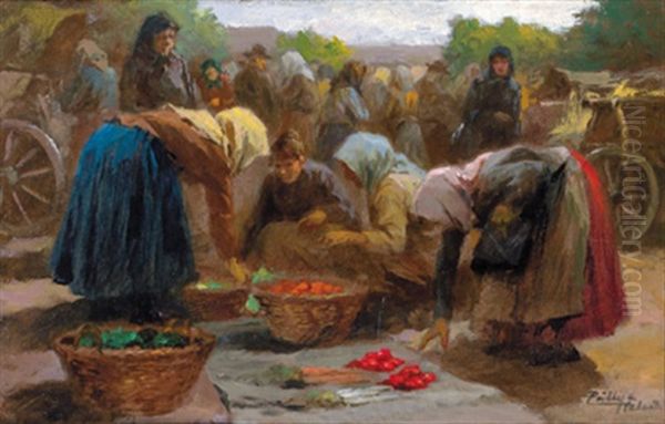 Gemusemarkt Oil Painting by Celesztin Pallya