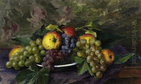 Fruchtestilleben Mit Apfeln Und Weintrauben Oil Painting by Celesztin Pallya