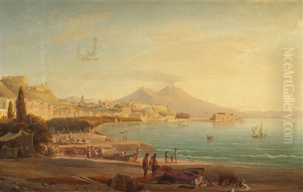 Utsigt Af Neapel Oil Painting by Gustaf Wilhelm Palm