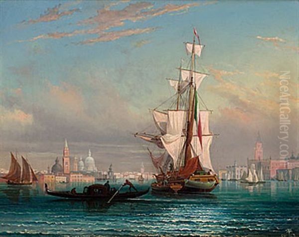Vue Af Lagunen Vid Venedig Oil Painting by Gustaf Wilhelm Palm