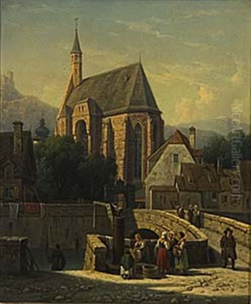 Motiv Fran Staden Modling (utanfor Wien) Oil Painting by Gustaf Wilhelm Palm