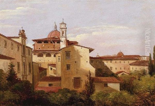 View Of Florentine Rooftops Oil Painting by Gustaf Wilhelm Palm