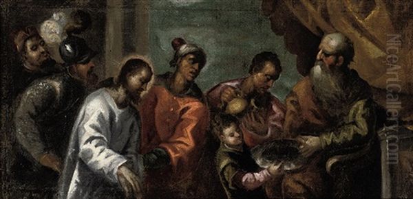 Christ Before Pilot Oil Painting by Jacopo Palma il Giovane