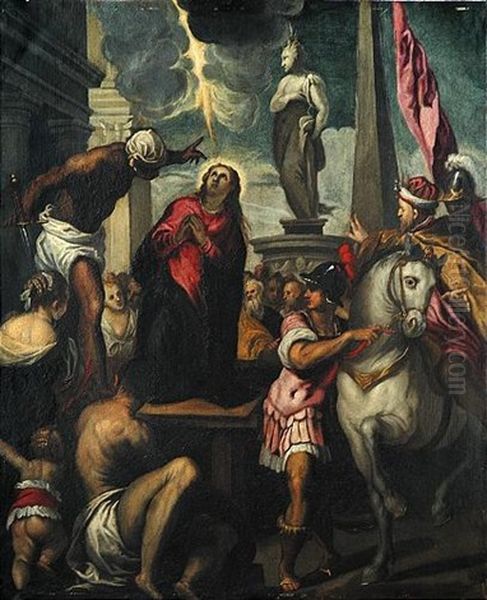 The Martyrdom Of Saint Giustina Oil Painting by Jacopo Palma il Giovane
