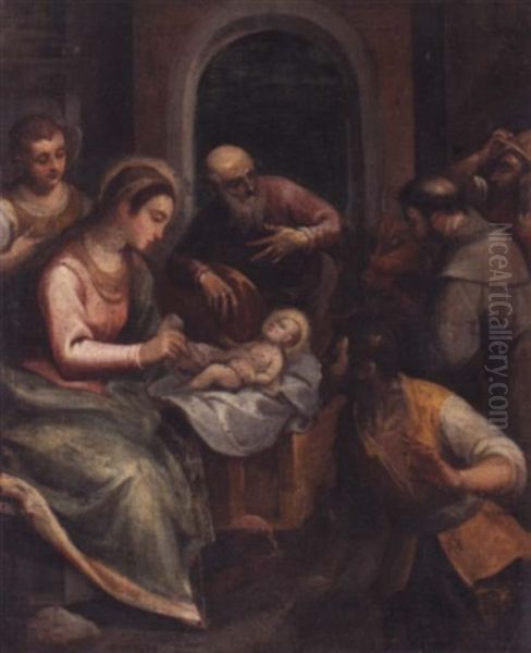The Adoration Of The Shepherds Oil Painting by Jacopo Palma il Giovane