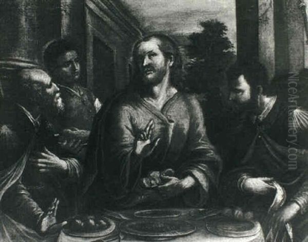 Supper At Emmaus Oil Painting by Jacopo Palma il Giovane