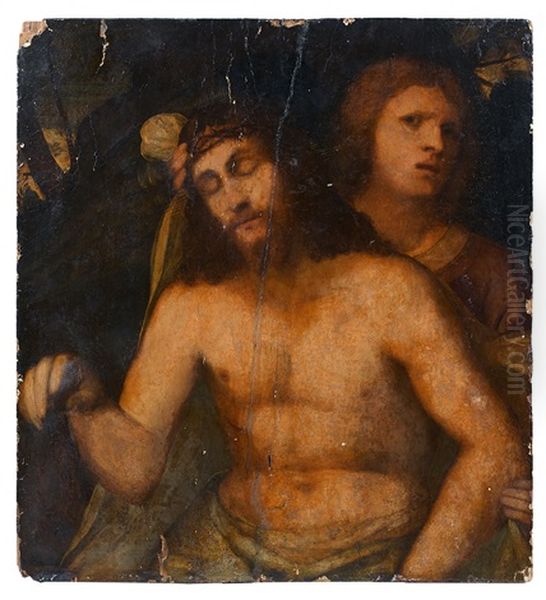Christ Soutenu Par Un Ange Oil Painting by Jacopo Palma il Vecchio