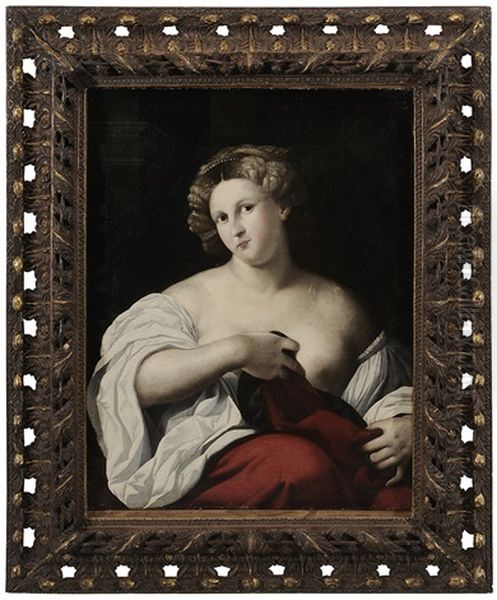 Portrait Of Woman With Red Drape Oil Painting by Jacopo Palma il Vecchio