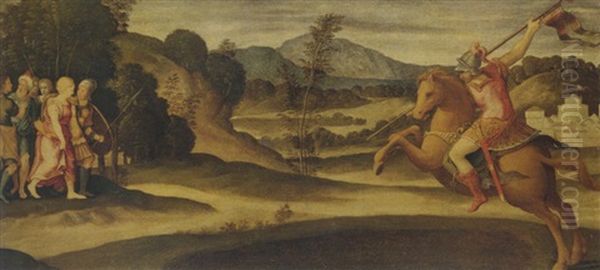 The Death Of Marcus Curtius Oil Painting by Jacopo Palma il Vecchio