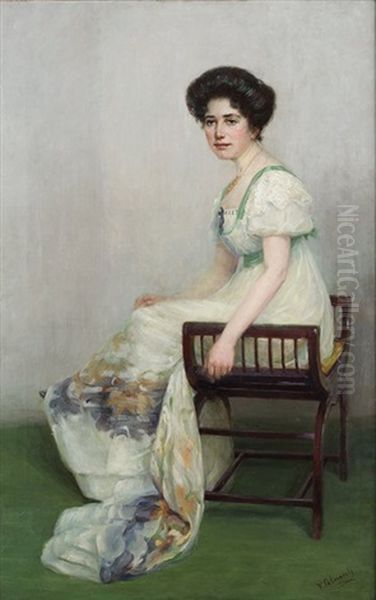 Retrato De Dama Oil Painting by Vicente Palmaroli Y Gonzalez