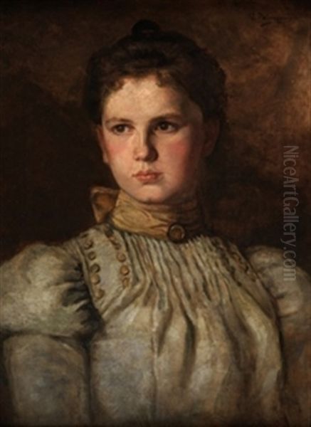 Retrato De Dama Oil Painting by Vicente Palmaroli Y Gonzalez