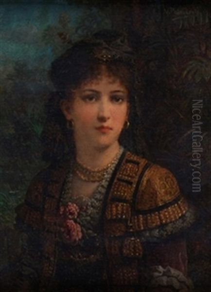 Retrato Femenino Oil Painting by Vicente Palmaroli Y Gonzalez