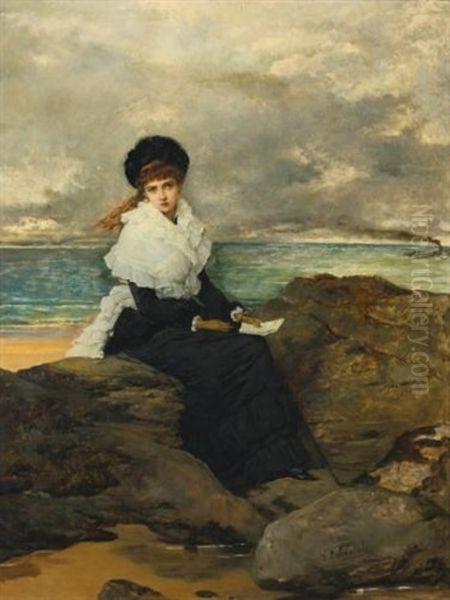 The Letter Oil Painting by Vicente Palmaroli Y Gonzalez