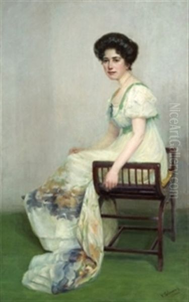 Retrato De Dama Sentada Oil Painting by Vicente Palmaroli Y Gonzalez