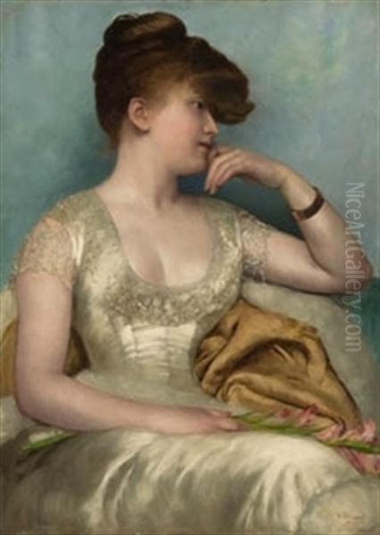 Retrato Dama Oil Painting by Vicente Palmaroli Y Gonzalez