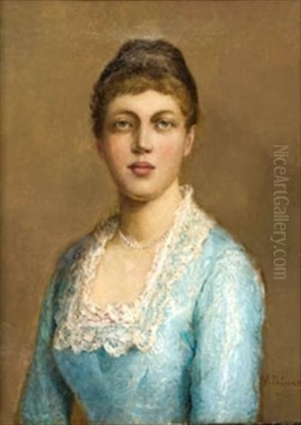 Retrato De Dama Oil Painting by Vicente Palmaroli Y Gonzalez